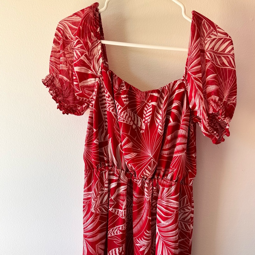Banana Republic Red Floral Leaf Mini Dress Size Small